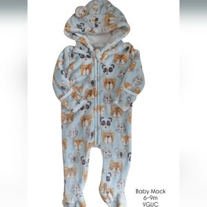 Baby Mack Hooded Cozy Animal Print Fleece Bunting Suit 6-9m